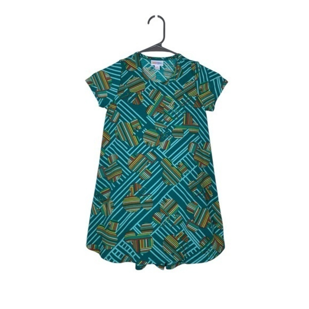 Lularoe Green Stripe Carly Dress Size 6 EUC #DS-1629